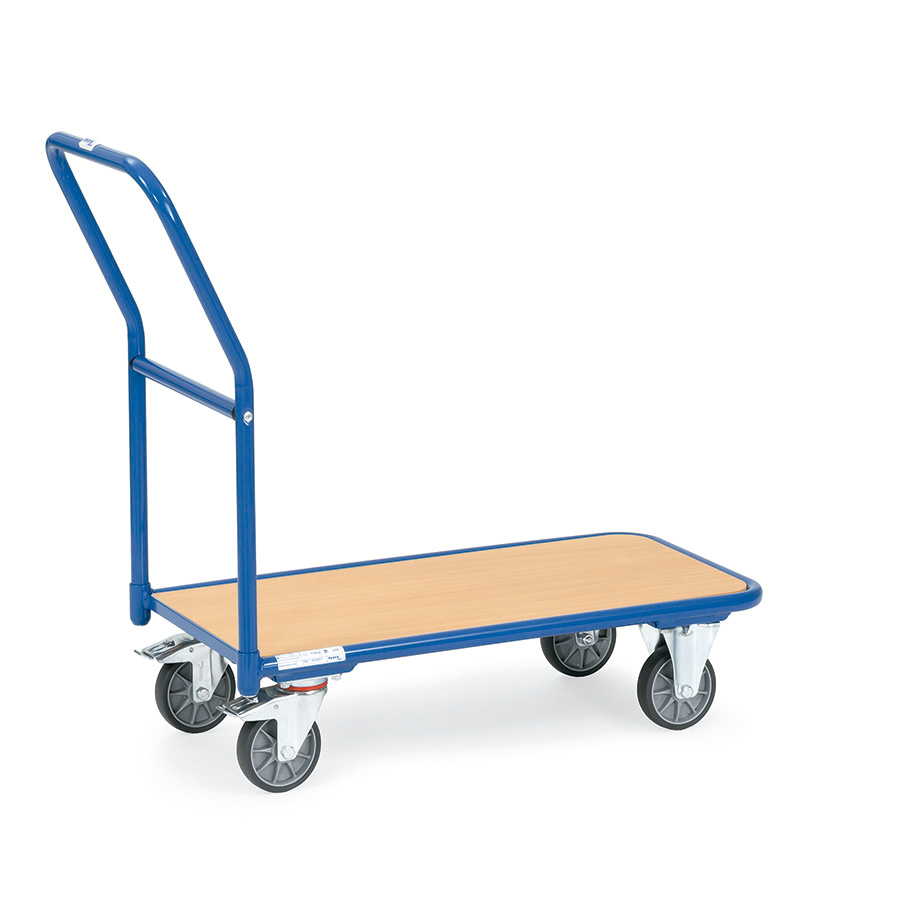 [050813] Carro de transporte con plataforma de estructura tubular y tirador - Dim. plataforma 1.000 x 700 mm - Azul ral 5007