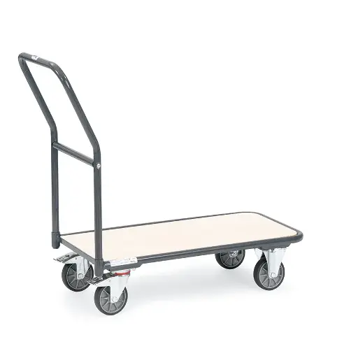 [050822] Carro de transporte con plataforma de estructura tubular, tirador y protección ESD - Dim. plataforma 1.000 x 600 mm - Gris ral 7015