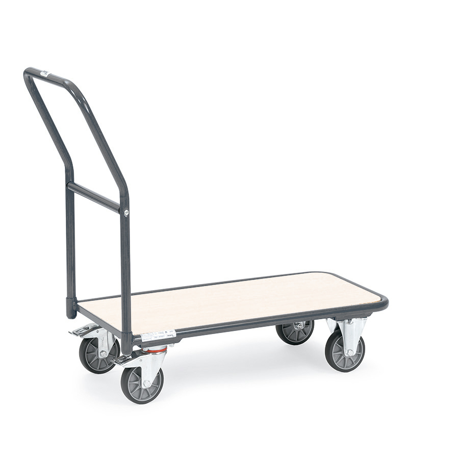 [050823] Carro de transporte con plataforma de estructura tubular, tirador y protección ESD - Dim. plataforma 1.000 x 700 mm - Gris ral 7015