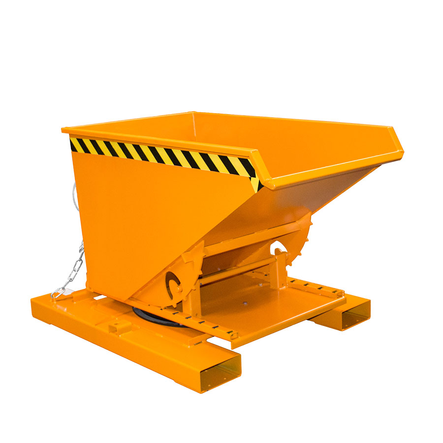 [050782] Contenedor metálico autobasculante por 3 lados - Capacidad 0,30 m³ - Dim.: 1460x1010x890h mm - Naranja ral 2000
