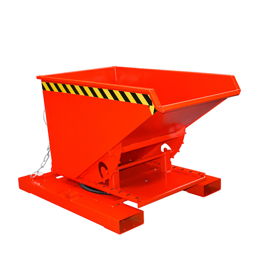 [050783] Contenedor metálico autobasculante por 3 lados - Capacidad 0,30 m³ - Dim.: 1460x1010x890h mm - Rojo ral 3000