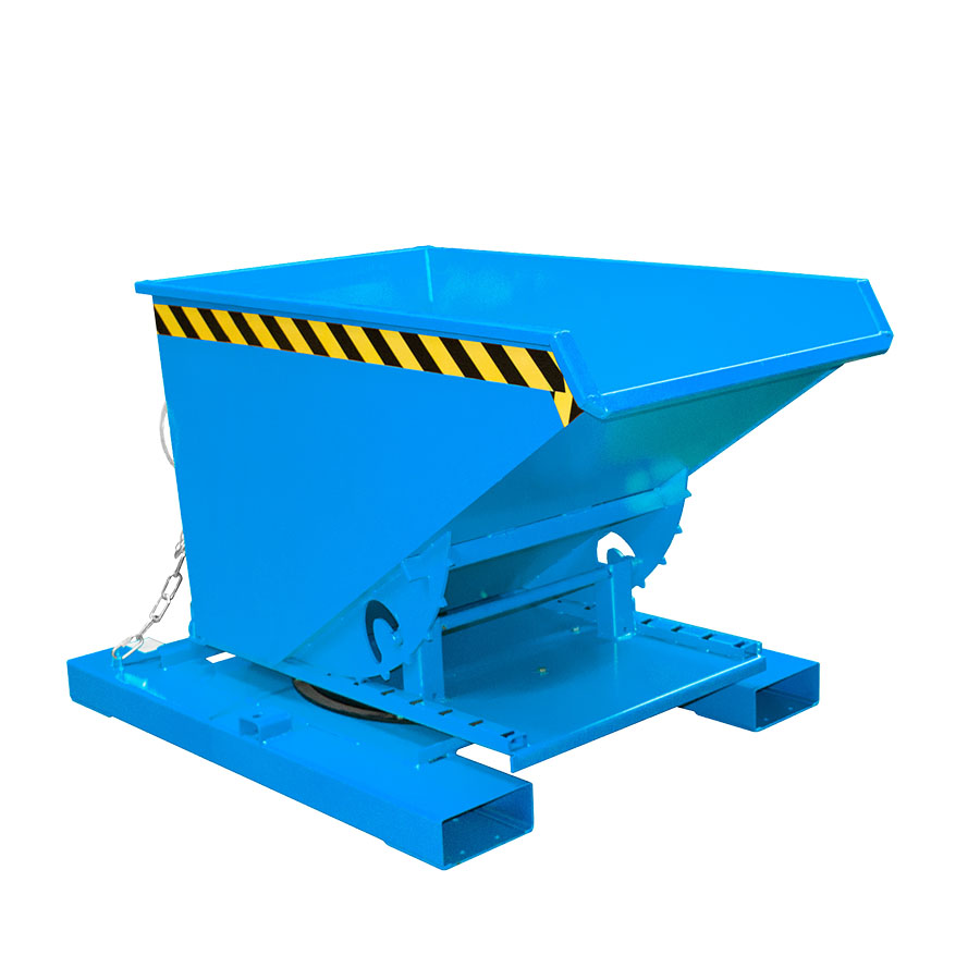 [050784] Contenedor metálico autobasculante por 3 lados - Capacidad 0,30 m³ - Dim.: 1460x1010x890h mm - Azul ral 5012