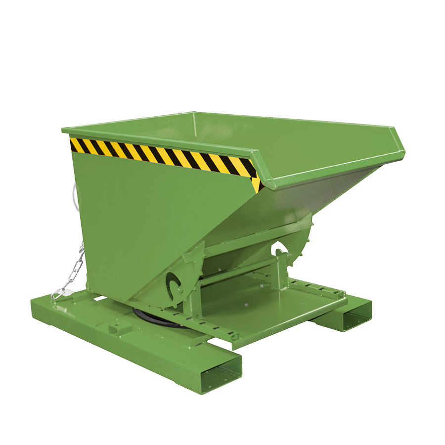 [050785] Contenedor metálico autobasculante por 3 lados - Capacidad 0,30 m³ - Dim.: 1460x1010x890h mm - Verde ral 6011