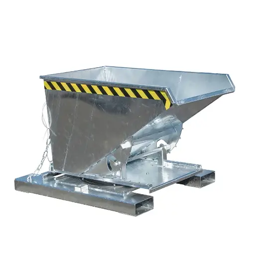 [050787] Contenedor metálico autobasculante por 3 lados - Capacidad 0,30 m³ - Dim.: 1460x1010x890h mm - Galvanizado