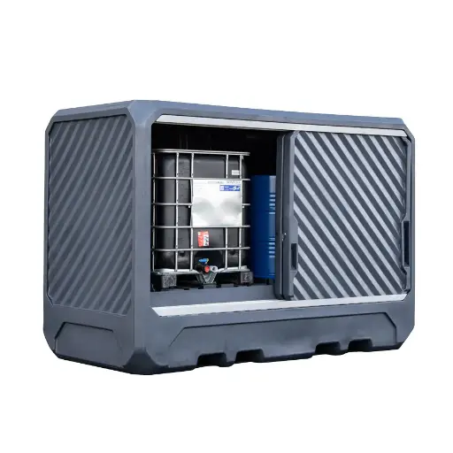 [050289] Armario plástico con puertas correderas para almacenamiento de hasta 2 depósitos de 1000 lts. - Dim.:3200x1600x2200h mm - Gris oscuro