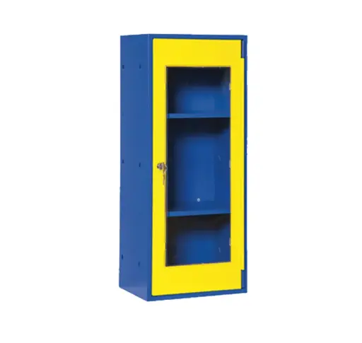 [044710] Armario para epis preparado para colgar a pared - Dim.: 350x225x750h mm - Azul ral 5012 y amarillo ral 1021