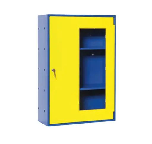 [044711] Armario para epis preparado para colgar a pared - Dim.: 500x225x750h mm - Azul ral 5012 y amarillo ral 1021