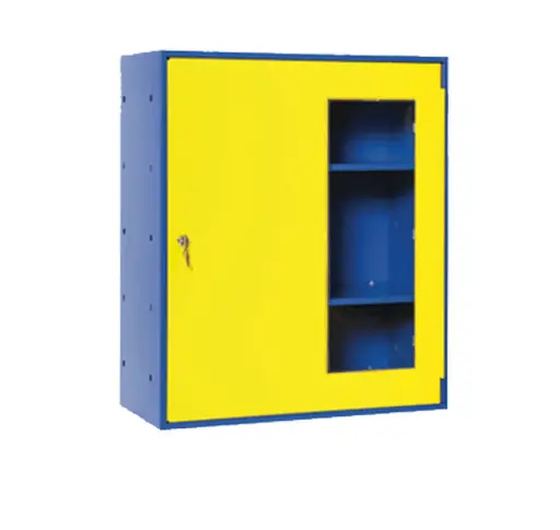 [044712] Armario para epis preparado para colgar a pared - Dim.: 625x300x750h mm - Azul ral 5012 y amarillo ral 1021