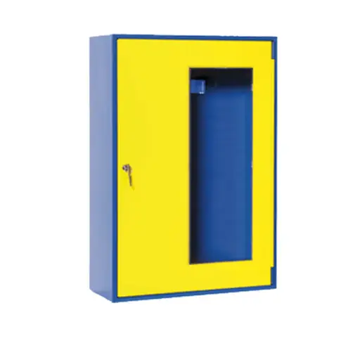 [044713] Armario para epis preparado para colgar a pared - Dim.: 500x300x750h mm - Azul ral 5012 y amarillo ral 1021