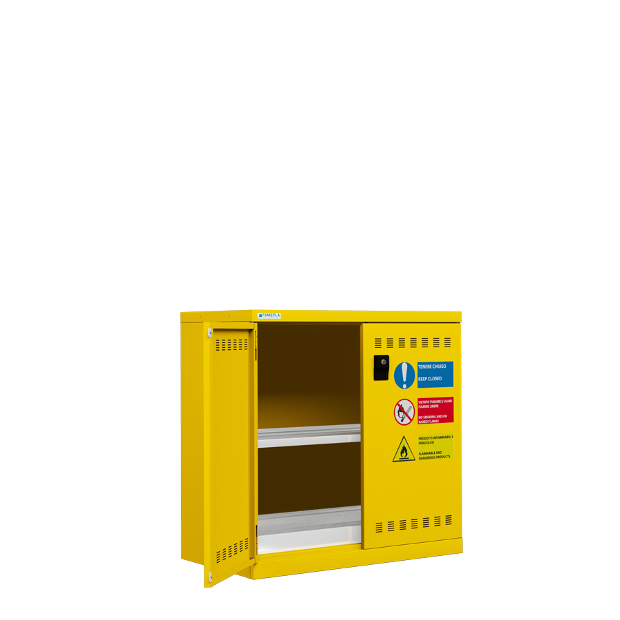 [045357] Armario metálico industrial para líquidos - Dim.: 1026x555x1000h mm - Amarillo ral 1021