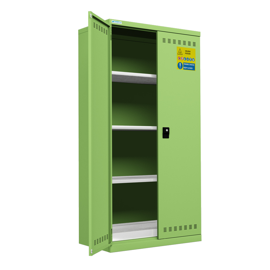 [045744] Armario metálico industrial para productos fitosanitarios - Dim.: 1026x555x2000h mm - Verde ral 6011