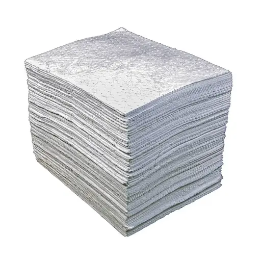 [043296] Pack de 200 hojas absorbentes de espesor simple para aceites e hidrocarburos - Dim.: 400x500 mm - Blanco 