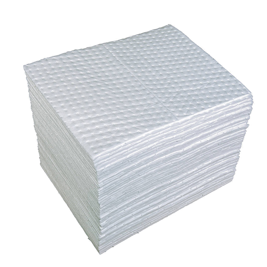 [043298] Pack de 100 hojas absorbentes de espesor doble sin pelusa para aceites e hidrocarburos - Dim.: 400x500 mm - Blanco