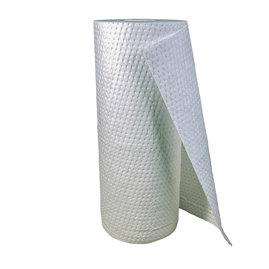 [043667] 1 rollo absorbente de espesor simple para la recogida de aceites e hidrocarburos - Dim.: 0,8x60 m - Blanco