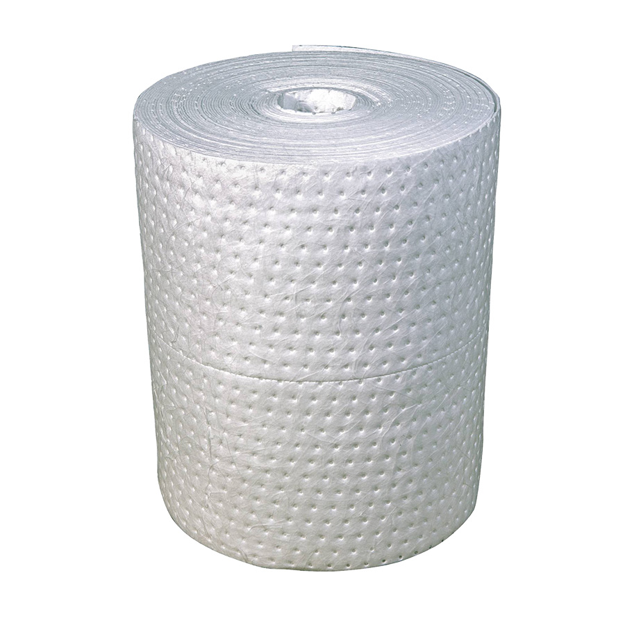 [043672] Pack de 2 rollos absorbentes de espesor doble para la recogida de aceites e hidrocarburos - Dim.: 0,4x40 m - Blanco