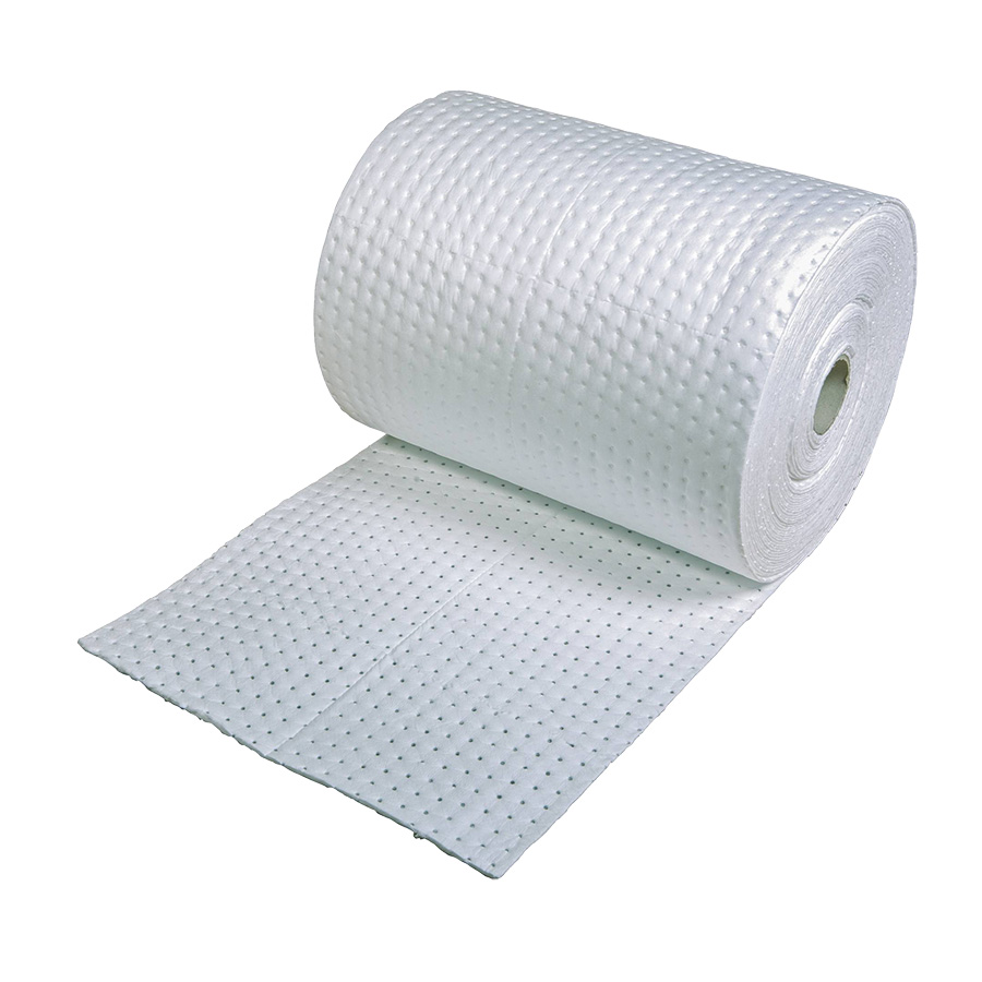 [043675] Pack de 2 rollos absorbentes de espesor simple sin pelusa para la recogida de aceites e hidrocarburos - Dim.: 0,4x40 m - Blanco