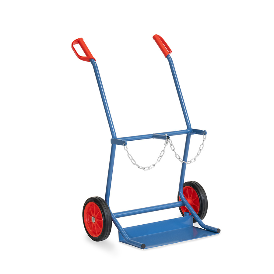 [039002] Carretilla de mano para botellas de gas - Capacidad 2 x 20 litros - Azul ral 5007