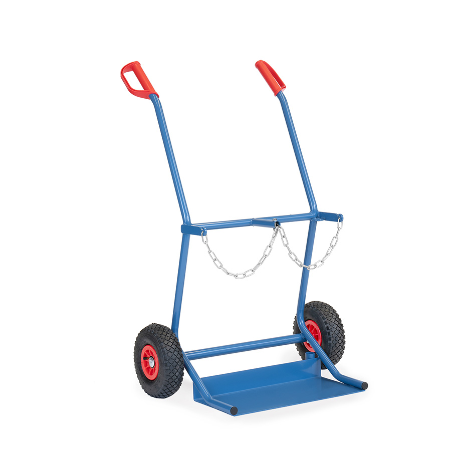 [039003] Carretilla de mano para botellas de gas - Capacidad 2 x 20 litros - Azul ral 5007