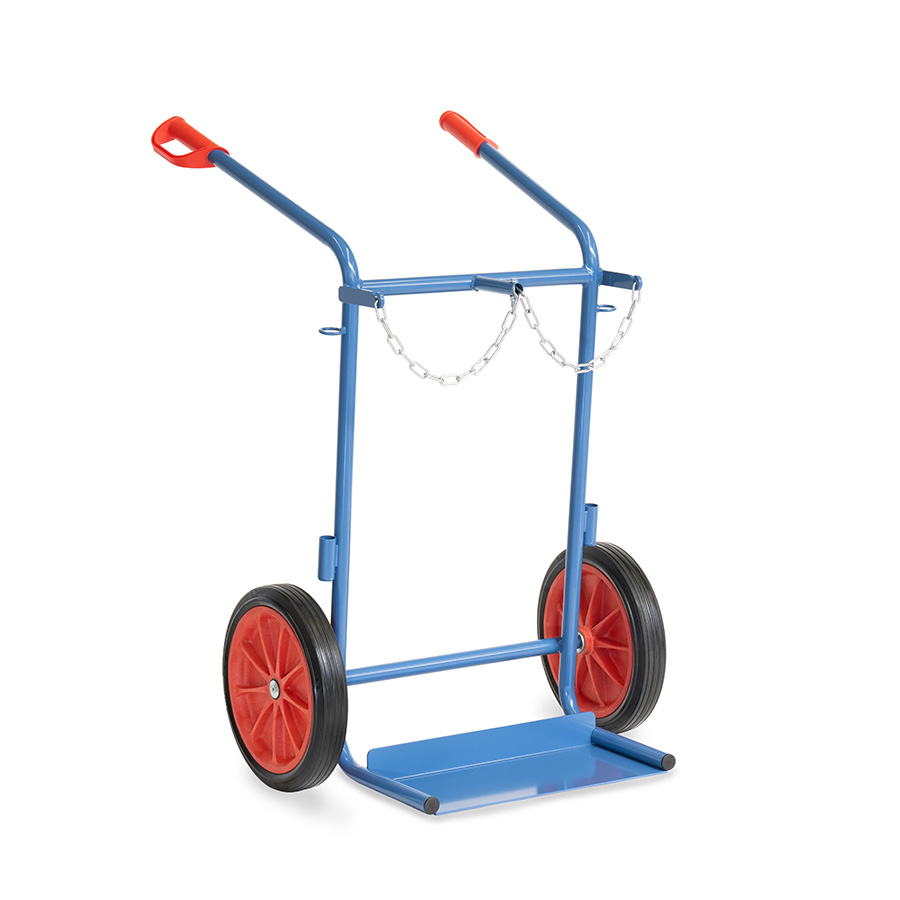 [039004] Carretilla de mano para botellas de gas - Capacidad 2 x 40 ó 50 litros - Azul ral 5007