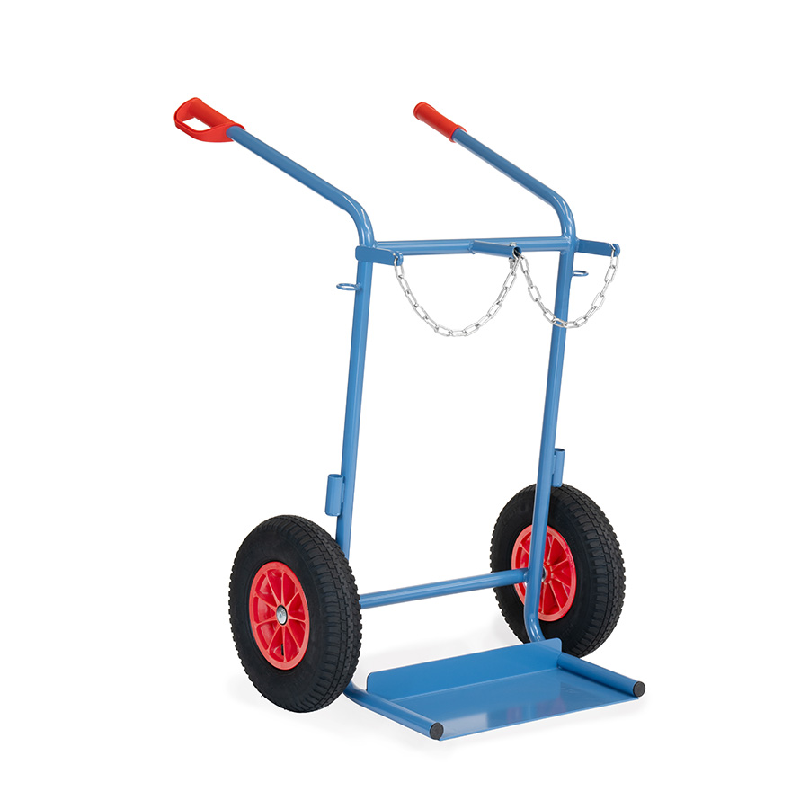 [039005] Carretilla de mano para botellas de gas - Capacidad 2 x 40 ó 50 litros - Azul ral 5007
