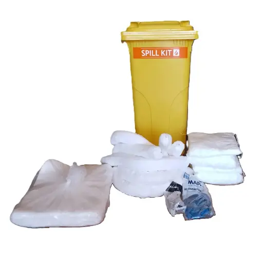 [048320] Kit de absorbentes para recogida de líquidos aceites e hidrocarburos - Cap.: 105 lts. - Blanco