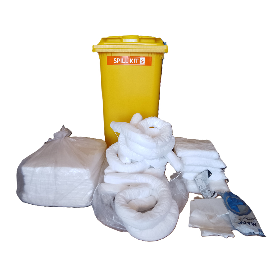 [048323] Kit de absorbentes para recogida de líquidos aceites e hidrocarburos - Cap.: 309 lts. - Blanco