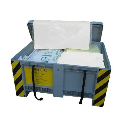 [048325] Kit de absorbentes para recogida de líquidos aceites e hidrocarburos - Cap.: 474 lts. - Blanco