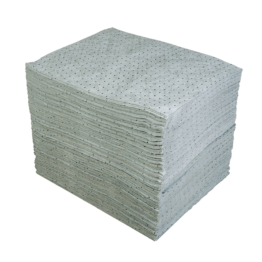 [038622] Pack de 200 hojas absorbentes de líquidos universales de espesor simple - Dim.: 400x500 mm - Gris