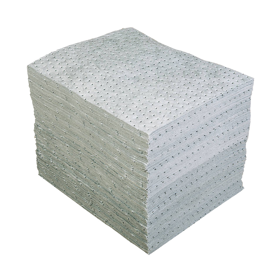 [038623] Pack de 100 hojas absorbentes de líquidos universales de espesor doble - Dim.: 400x500 mm - Gris