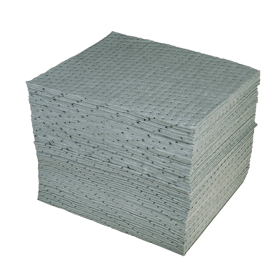 [038624] Pack de 100 hojas absorbentes de líquidos universales de espesor doble sin pelusa - Dim.: 400x500 mm - Gris