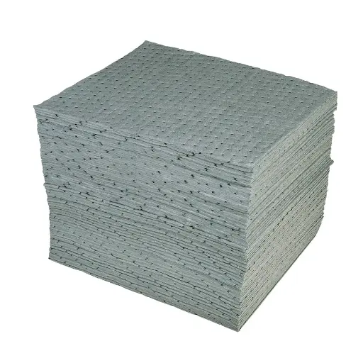 [038624] Pack de 100 hojas absorbentes de líquidos universales de espesor doble sin pelusa - Dim.: 400x500 mm - Gris