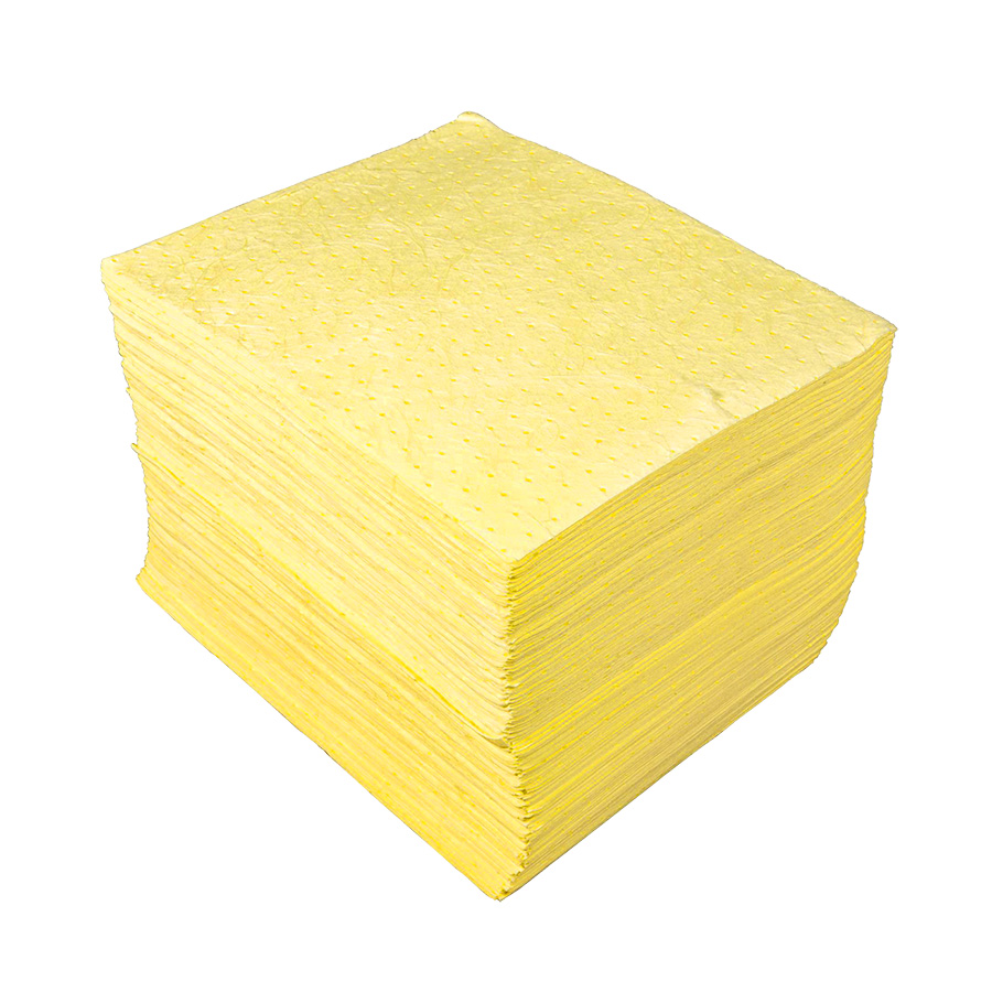[039023] Pack de 200 hojas absorbentes para líquidos químicos de espesor simple - Dim.: 400x500 mm - Amarillo