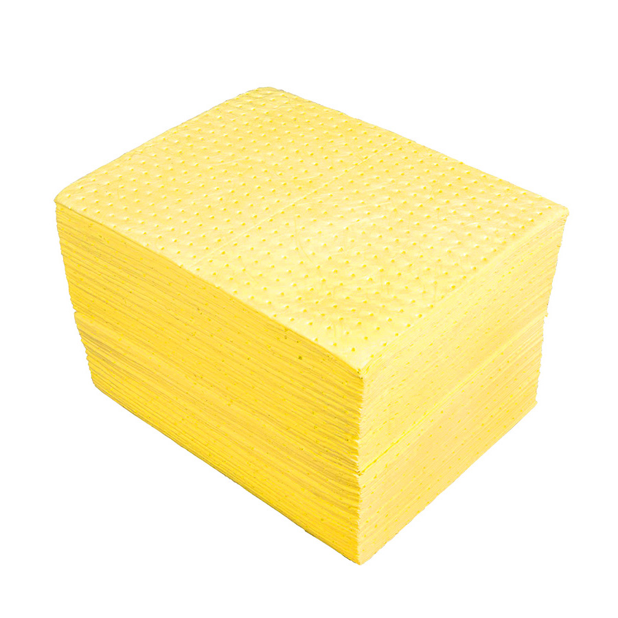 [039024] Pack de 100 hojas absorbentes para líquidos químicos de espesor doble - Dim.: 400x500 mm - Amarillo