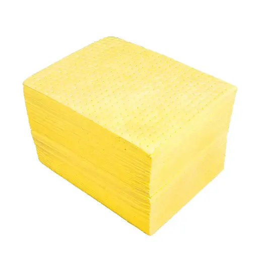 [039024] Pack de 100 hojas absorbentes para líquidos químicos de espesor doble - Dim.: 400x500 mm - Amarillo
