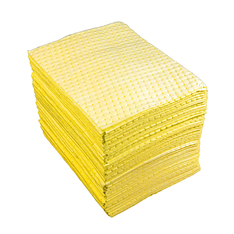 [039025] Pack de 100 hojas absorbentes para líquidos químicos de espesor doble sin pelusa - Dim.: 400x500 mm - Amarillo