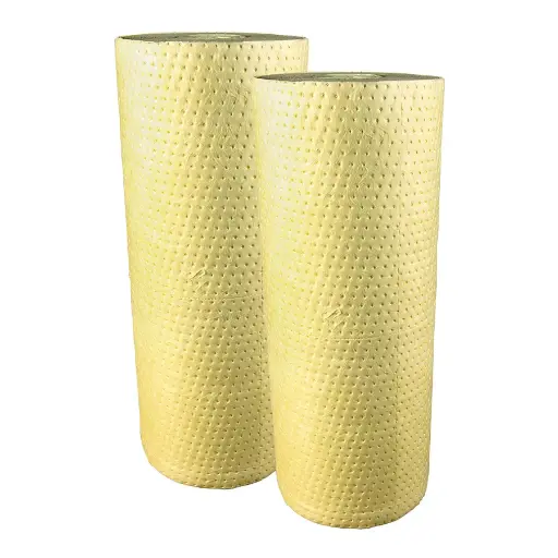 [039026] Pack de 2 rollos absorbentes de líquidos químicos de espesor simple - Dim.: 0,4x60 m - Amarillo