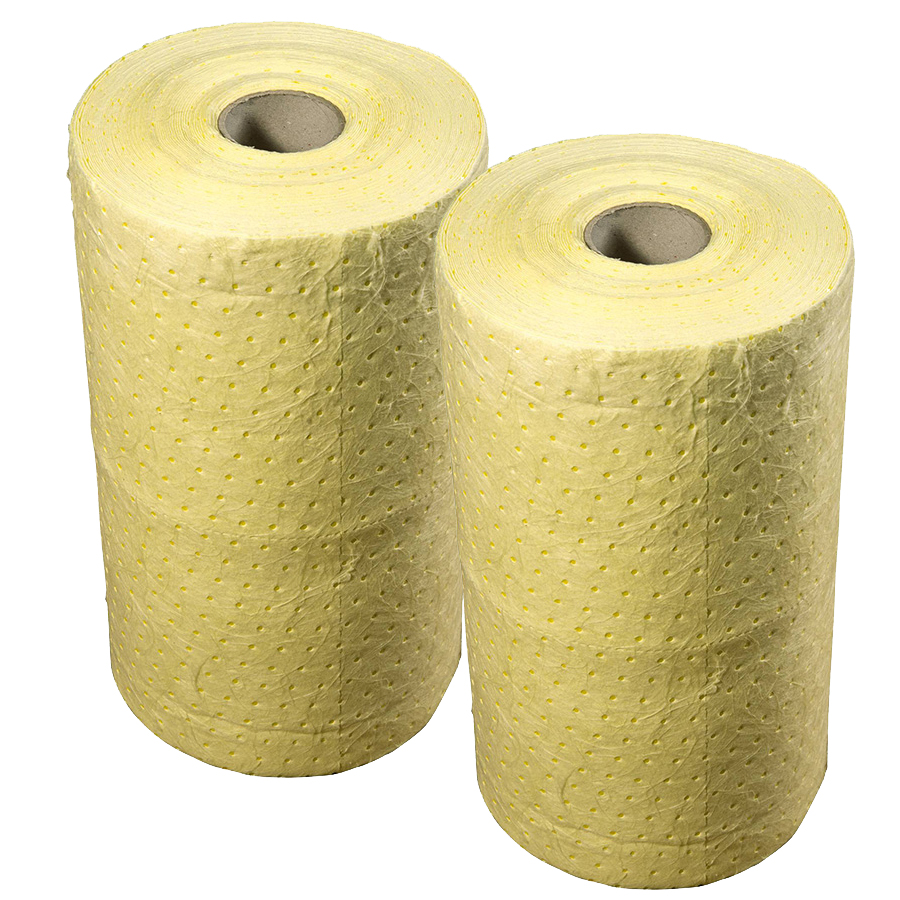 [039028] Pack de 2 rollos absorbentes de líquidos químicos de espesor doble - Dim.: 0,4x40 m - Amarillo