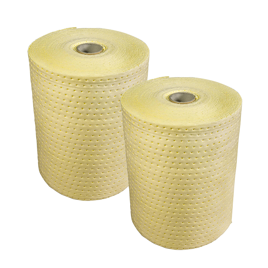[039030] Pack de 2 rollos absorbentes de líquidos químicos de espesor doble sin pelusa - Dim.: 0,4x40 m - Amarillo