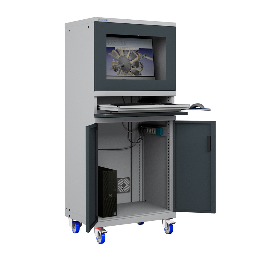 [030173] Armario con ruedas para protección de ordenadores - Dim.: 717x595x1762h mm - Gris ral 7035 y gris ral 7016