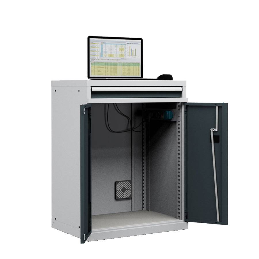 [045342] Armario para ordenador portátil - Dim.: 717x595x1000h mm - Gris ral 7035 y gris ral 7016