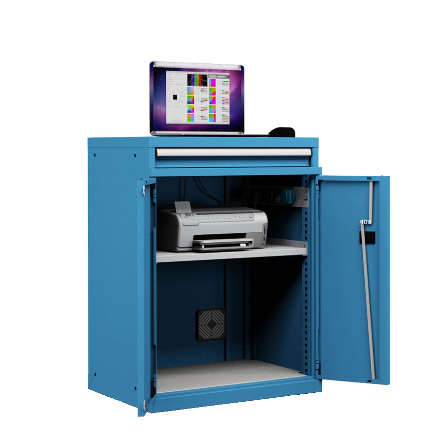 [045346] Armario para ordenador portátil con estante inferior - Dim.: 717x595x1000h mm - Azul ral 5012