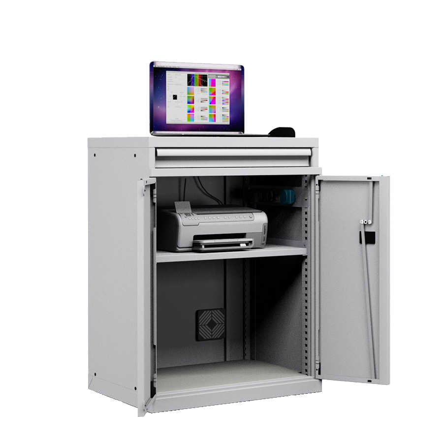 [045347] Armario para ordenador portátil con estante inferior - Dim.: 717x595x1000h mm - Gris ral 7035