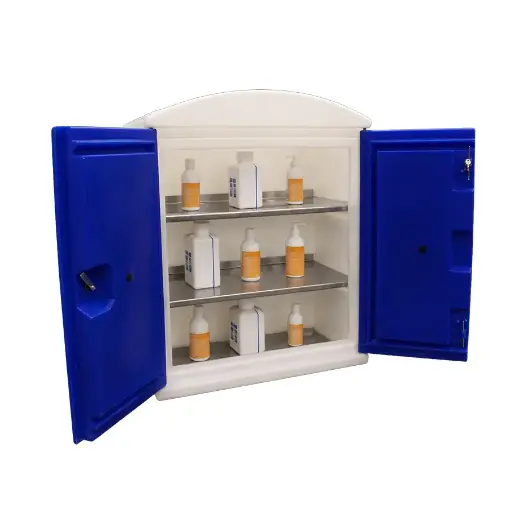 [050833] Armario plástico con puertas batientes y estantes interiores metálicos - Dim.: 975x520x1180h mm - Blanco y azul