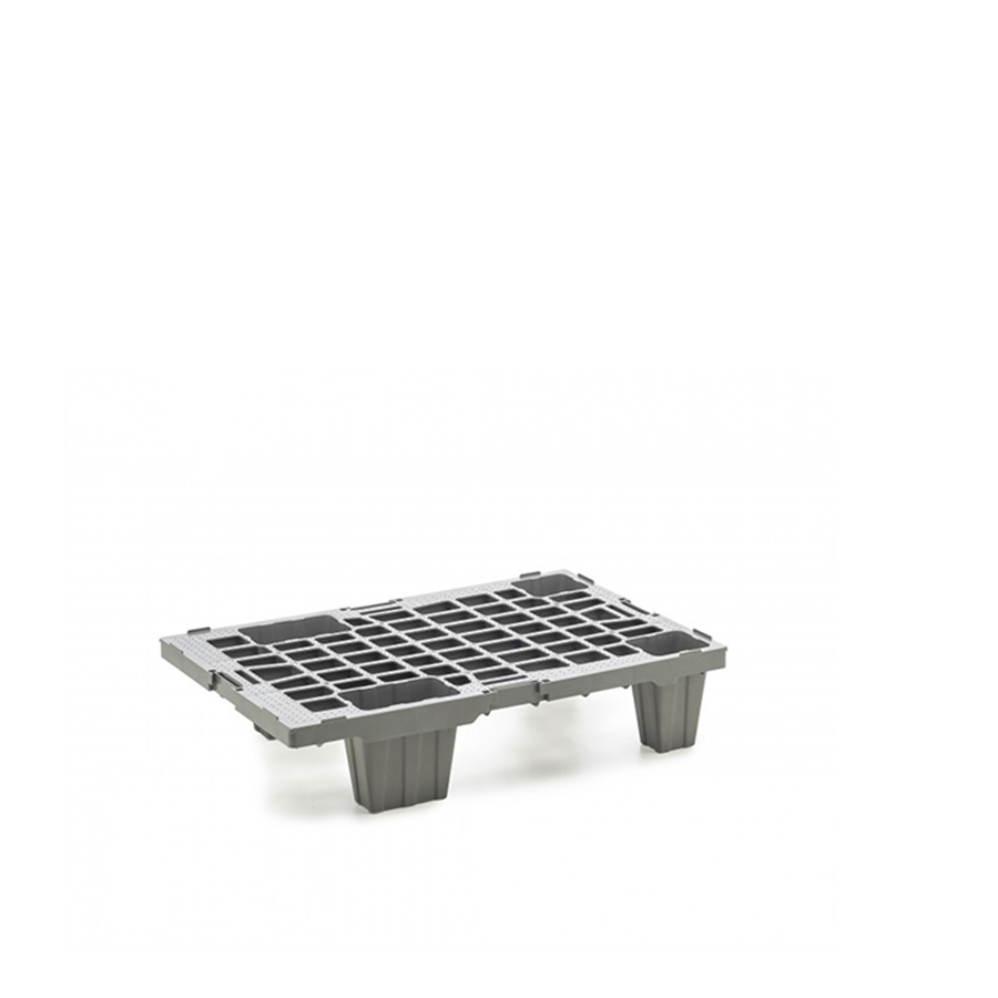 [030661] Palet plástico de carga ligera con 4 pies - Dim.: 600x400x135h mm - Gris 