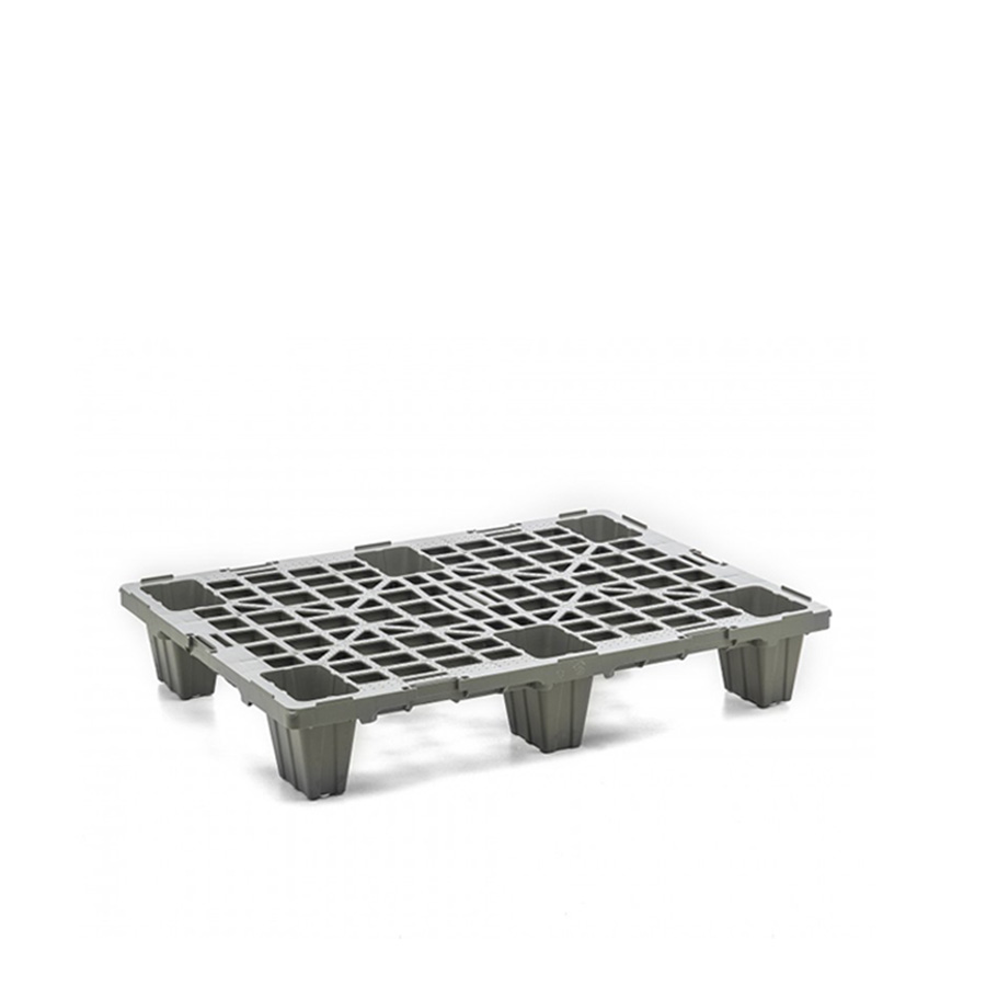 [030662] Palet plástico de carga ligera con 6 pies - Dim.: 800x600x135h mm - Gris
