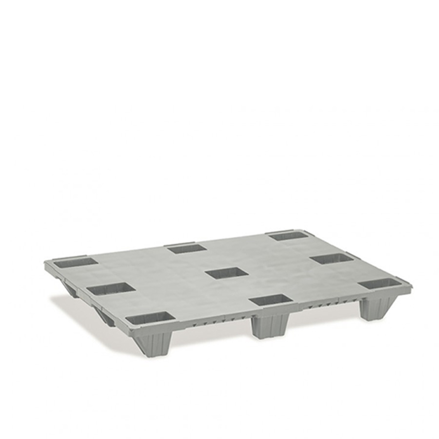 [030665] Palet plástico de carga ligera con 9 pies - Dim.: 1200x800x140h mm - Gris