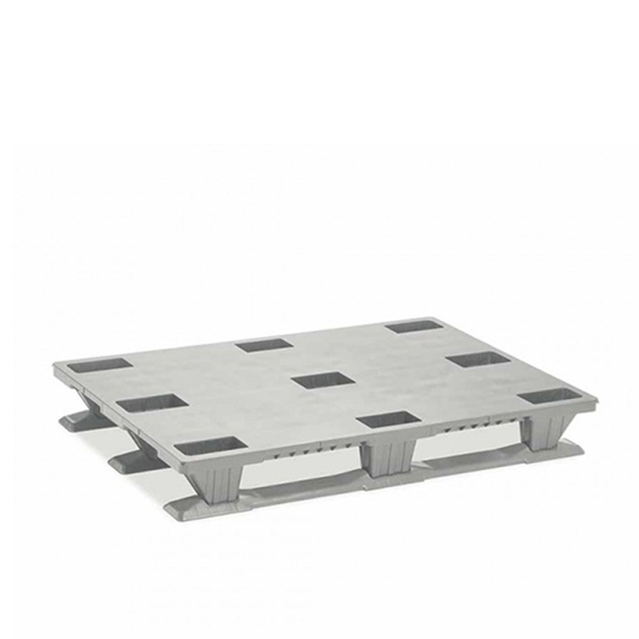 [030666] Palet plástico de carga ligera con 3 patines - Dim.: 1200x800x160h mm - Gris