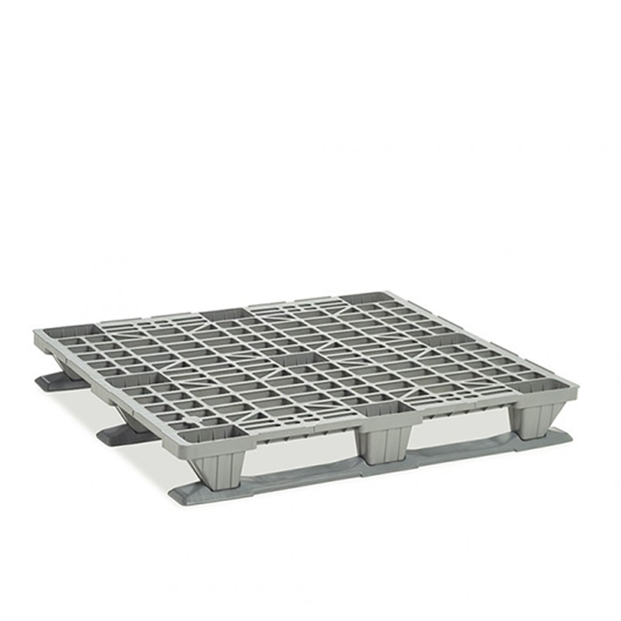 [030668] Palet plástico de carga ligera con 3 patines - Dim.: 1200x1000x160h mm - Gris