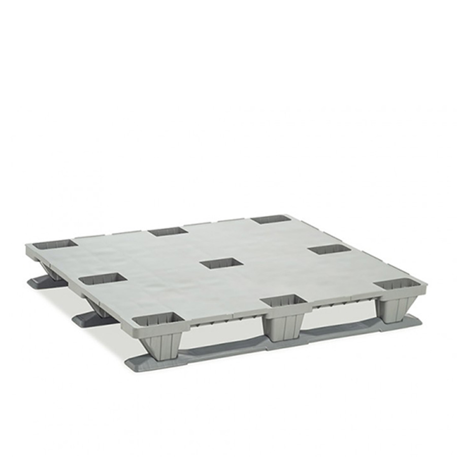 [030670] Palet plástico de carga ligera con 3 patines - Dim.: 1200x1000x160h mm - Gris