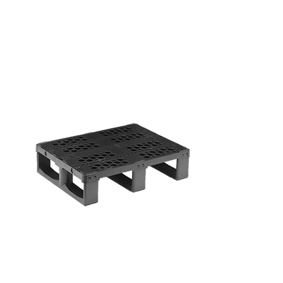 [030682] Palet plástico de gran carga con 3 patines - Dim.: 800x600x160h mm - Negro